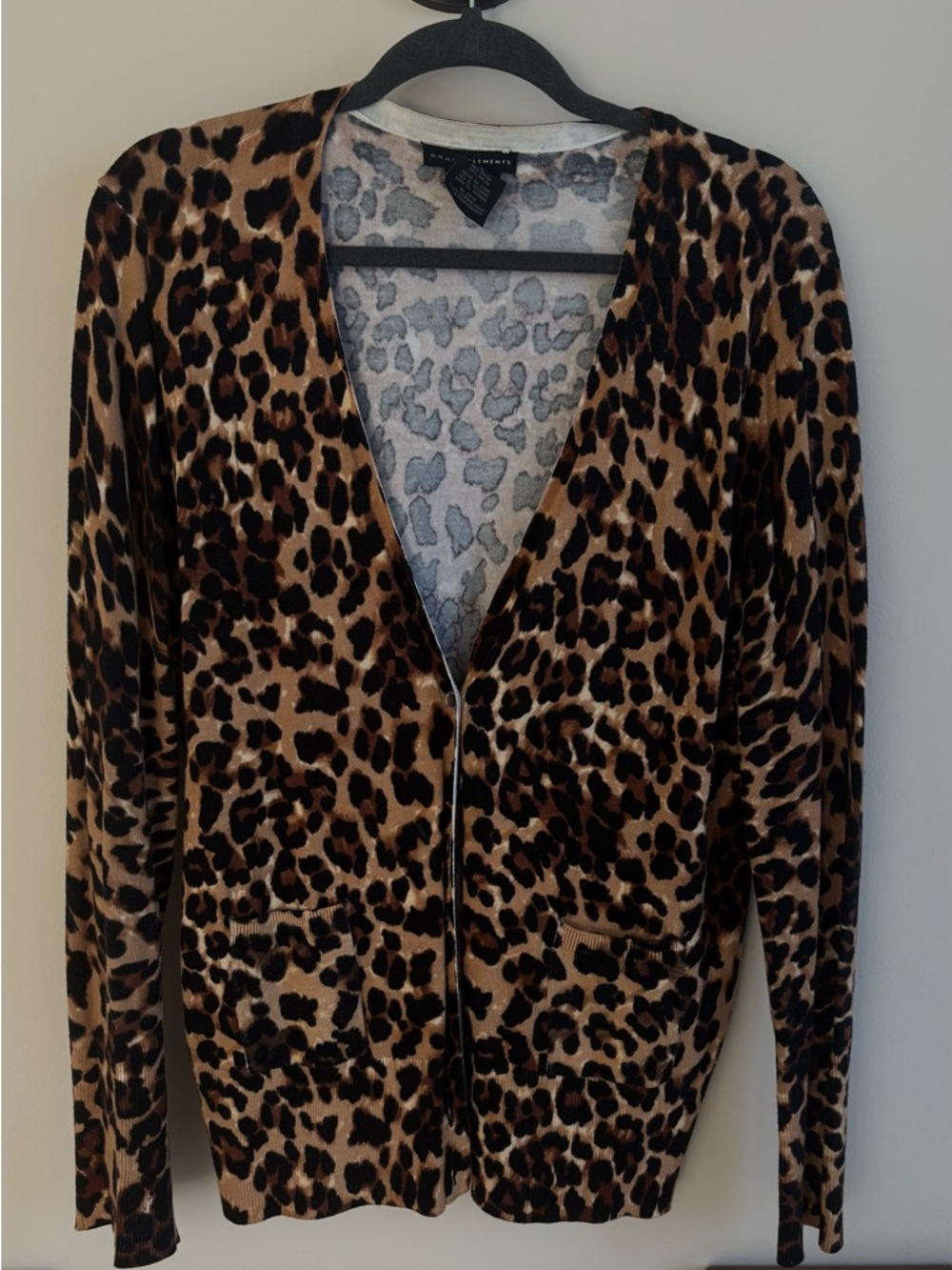 Grace Elements Gray & Cream Leopard Print Cardigan